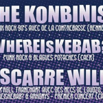 Concert - The Kombinis + Whe is Kebab + Escarre Wild